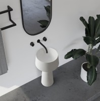 Раковина напольная Abber Stein AS2508 50 матовая белая, круглая, моноблок, искусственный камень