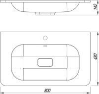Мебельная раковина Art&Max AM-LAV 80 накладная, матовая белая, прямоугольная, искусственный мрамор