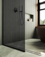 Душевая перегородка Maybahglass MGD-693-6у 89 см, профиль черный, стекло графит
