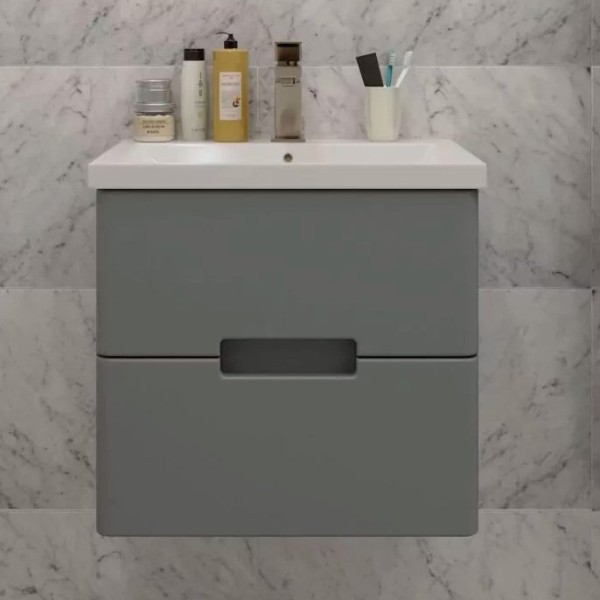 Тумба с раковиной SanStar Noche 50 подвесная, графит софт, раковина Como