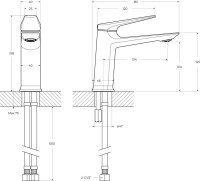 Смеситель для раковины Cezares Liner LS-GM-W0 оружейная сталь Смеситель для раковины Cezares Liner LS-GM-W0 оружейная сталь