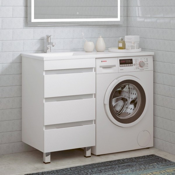 Тумба с раковиной Corozo Джерси L 50 напольная, белая, под стиральную машину