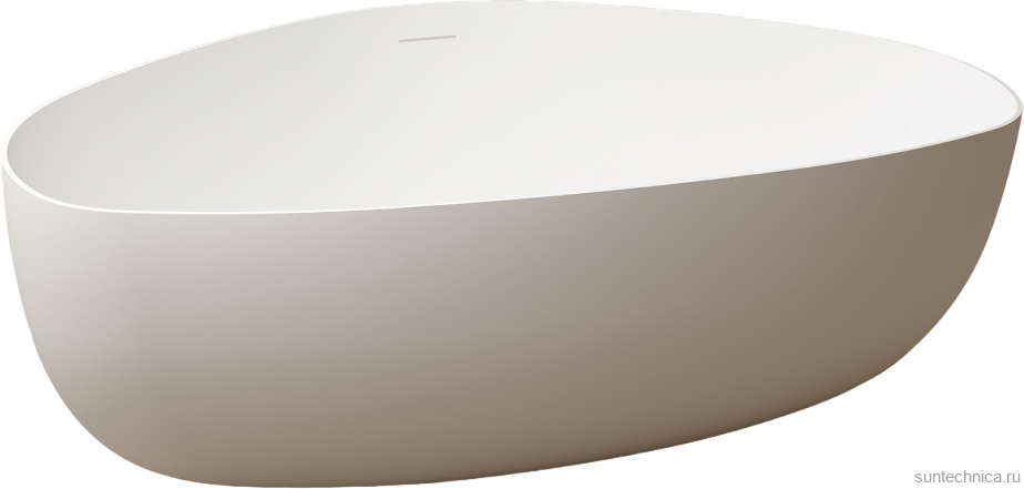 Ванна из искусственного камня Abber Stein AS9608 180x130 см, отдельностоящая, матовая белая, четверть круга, на ножках, с донным клапаном