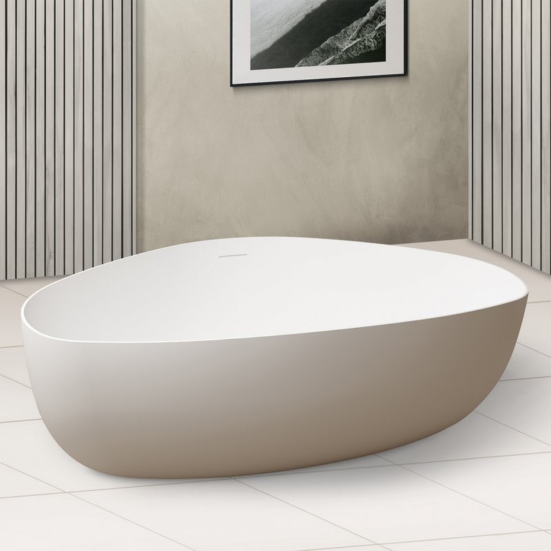Ванна из искусственного камня Abber Stein AS9608 180x130 см, отдельностоящая, матовая белая, четверть круга, на ножках, с донным клапаном