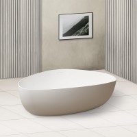 Ванна из искусственного камня Abber Stein AS9608 180x130 см, отдельностоящая, матовая белая, четверть круга, на ножках, с донным клапаном