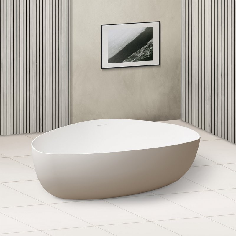 Ванна из искусственного камня Abber Stein AS9608 180x130 см, отдельностоящая, матовая белая, четверть круга, на ножках, с донным клапаном
