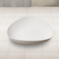 Ванна из искусственного камня Abber Stein AS9608 180x130 см, отдельностоящая, матовая белая, четверть круга, на ножках, с донным клапаном