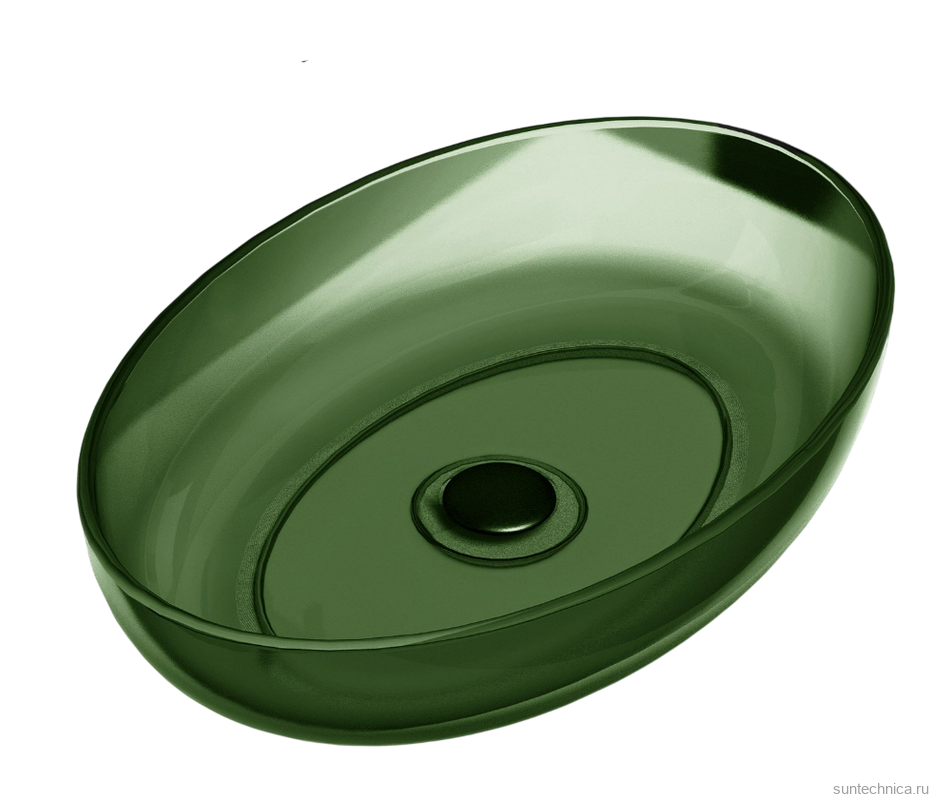 Накладная раковина Abber Kristall AT2801Emerald 60 зеленая, овальная