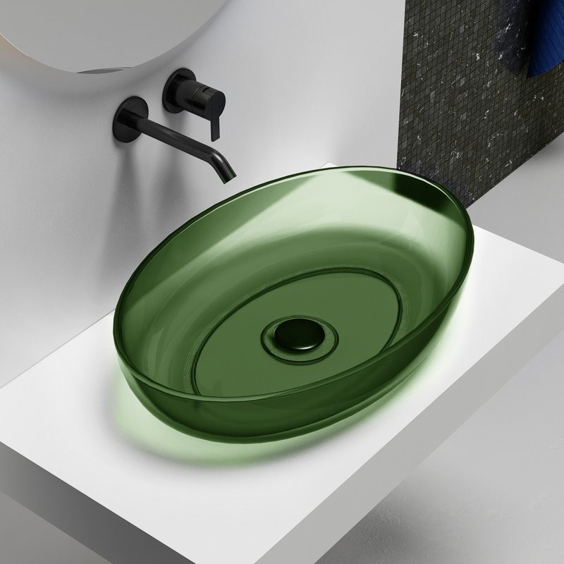 Накладная раковина Abber Kristall AT2801Emerald 60 зеленая, овальная