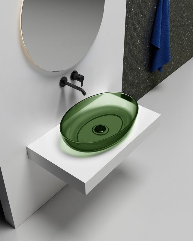 Накладная раковина Abber Kristall AT2801Emerald 60 зеленая, овальная