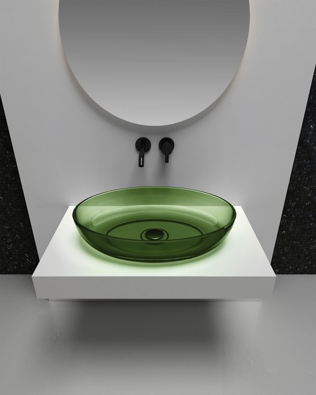 Накладная раковина Abber Kristall AT2801Emerald 60 зеленая, овальная