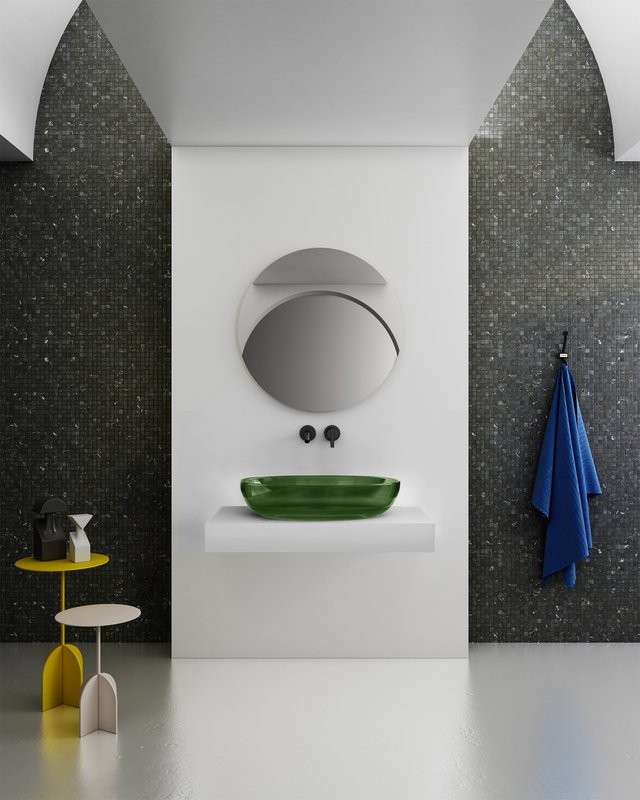 Накладная раковина Abber Kristall AT2801Emerald 60 зеленая, овальная