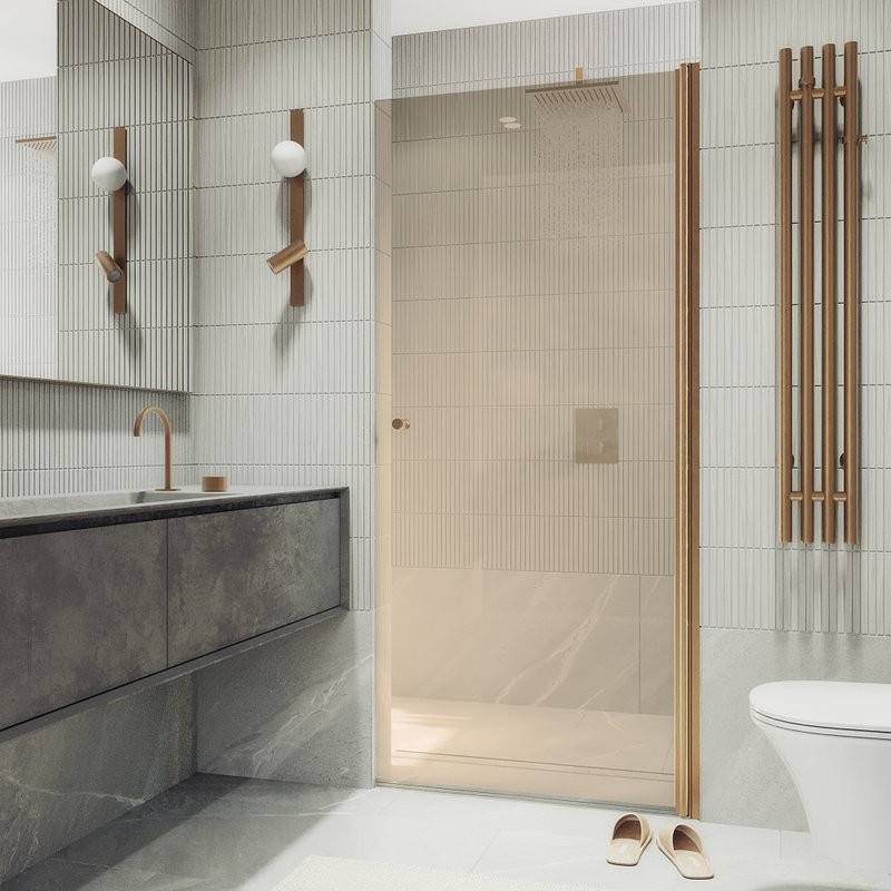 Душевая дверь в нишу Maybahglass MGD-810-2 90 см, профиль бронза, стекло бронза