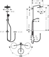Душевой комплект Смеситель Hansgrohe Logis E 71403000 + Стойка Croma Select S 26793000 хром
