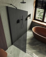 Душевая перегородка Maybahglass MGD-682-6ш 109 см, профиль черный, стекло графит матовое