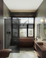 Душевая перегородка Maybahglass MGD-682-6ш 109 см, профиль черный, стекло графит матовое