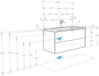 Тумба с раковиной AQUATON Сохо 100 дуб веллингтон, графит софт