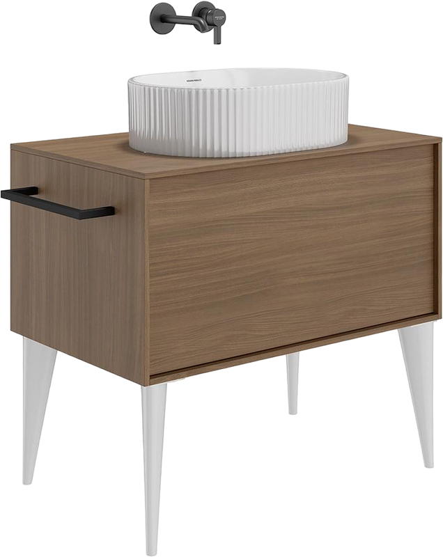 Накладная раковина KERAMA MARAZZI Vento 51 глянцевая белая, овальная, с 1 отверстием под смеситель