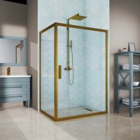 Душевой уголок Kubele DE019 R-CLN-BR 110х90 см, профиль бронза