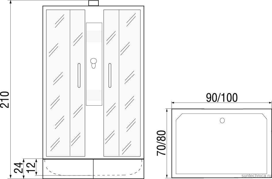 Душевая кабина River Quadro Б/К 100/80/24 MT