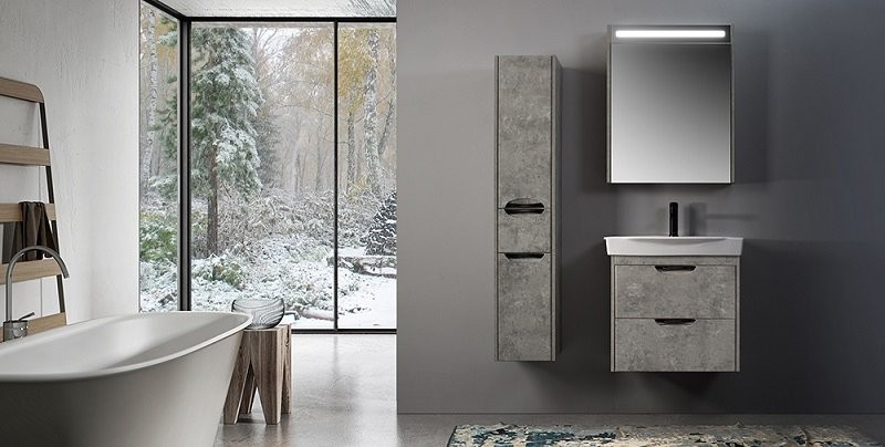 Тумба под раковину без столешницы Belux Неман 65 подвесная, бетон светлый