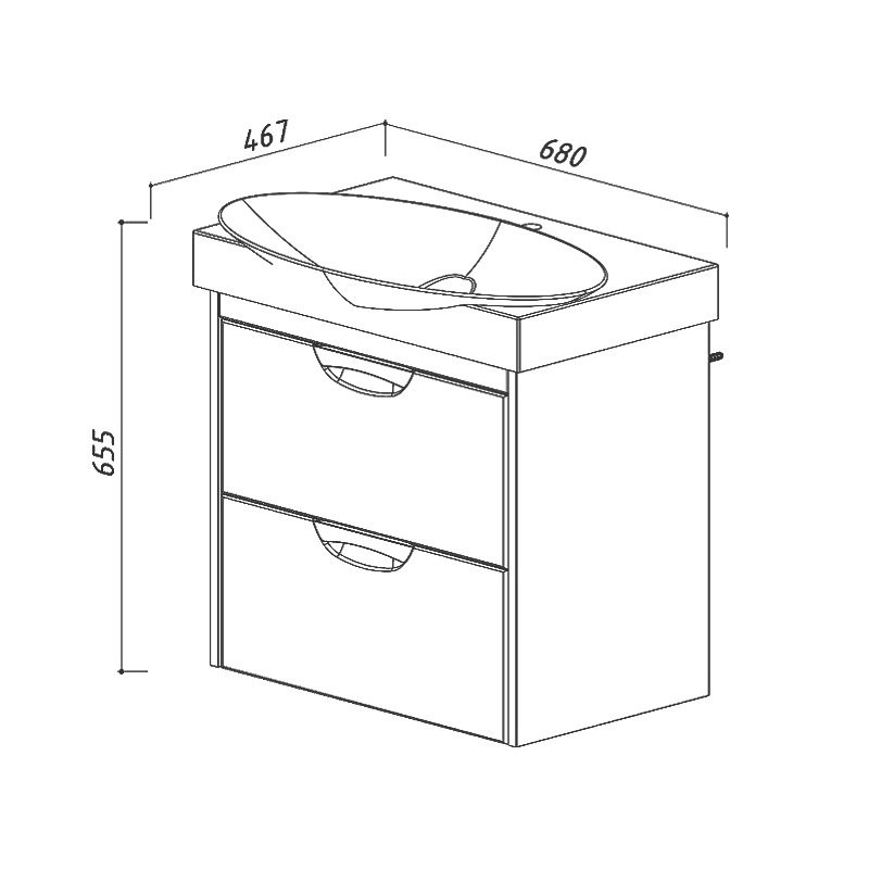 Тумба под раковину без столешницы Belux Неман 65 подвесная, бетон светлый