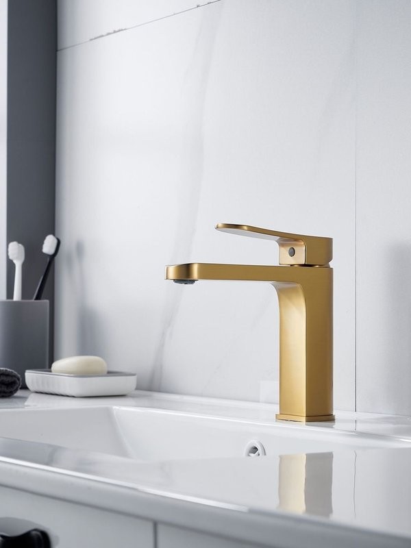 Смеситель для раковины Shevanik S4501G, золотой сатин