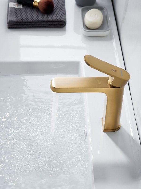 Смеситель для раковины Shevanik S4501G, золотой сатин