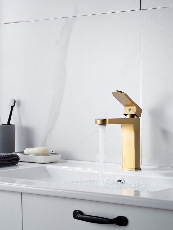 Смеситель для раковины Shevanik S4501G, золотой сатин