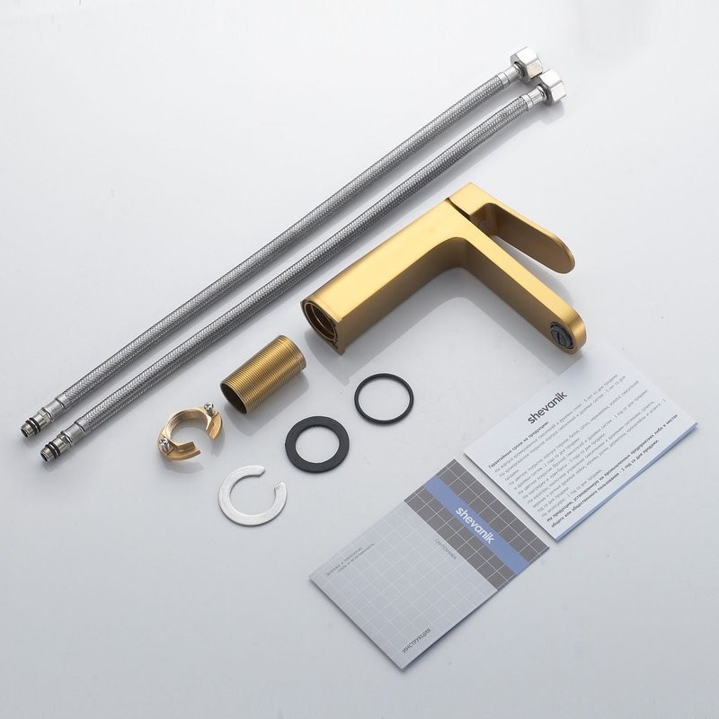 Смеситель для раковины Shevanik S4501G, золотой сатин