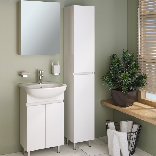 Шкаф пенал для ванной Runo Лада белый