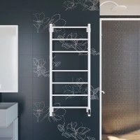 Полотенцесушитель электрический Grota Costa 530х1200 RAL9016 EL 120x55 см, подключение справа, слева, скрытое подключение справа, матовый белый, лесенка, из стали