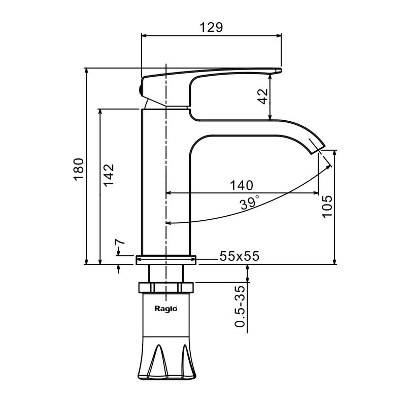 Смеситель для раковины Raglo R02.10.03, золотой сатин