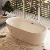 Акриловая ванна Sancos Single FB07 180x85 см, отдельностоящая, белая, овальная, с каркасом, со сливом-переливом