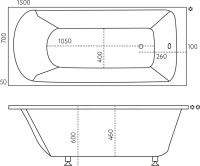 Ванна из искусственного камня Marmo Bagno Глория 150x70 см, пристенная, белая, на ножках