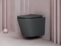 Комплект Унитаз подвесной Ceramicanova Balearica Rimless CN6000MDH темный антрацит матовый + Инсталляция STWORKI + Кнопка 230823 хром матовый