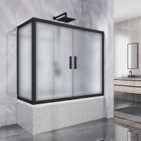 Шторка на ванну Kubele DE019 PR4-MAT-BLMT 180х80 см, профиль матовый черный
