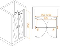Душевая дверь в нишу RGW Passage PA-104-Gb 100 см, профиль золотой, стекло прозрачное