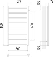 Полотенцесушитель водяной Terminus Аврора П8 500x800 с боковым подключением 600