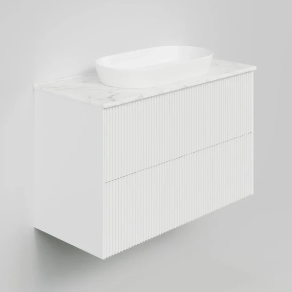 Тумба под раковину со столешницей La Fenice Terra Twin 100 подвесная, bianca, столешница белый мрамор