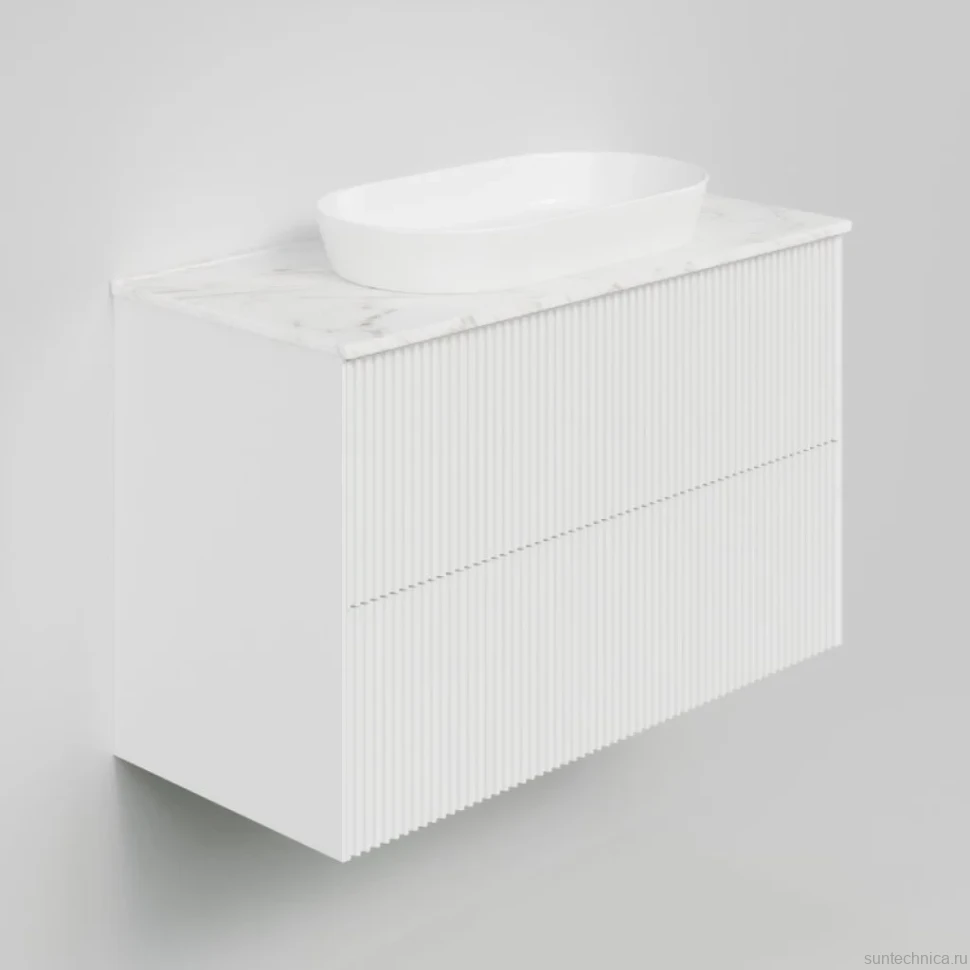 Тумба под раковину со столешницей La Fenice Terra Twin 100 подвесная, bianca, столешница белый мрамор