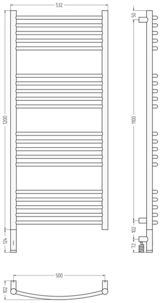 Полотенцесушитель электрический Сунержа Богема 3.1 03-6002-1250 130x55 см, подключение слева, золото, лесенка