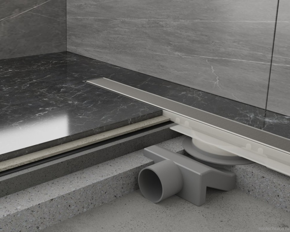 Душевой трап (лоток) Plumberia Selection PSM Modular PSM90MT 90 см, решетка матовая нержавеющая сталь, с сифоном, под плитку