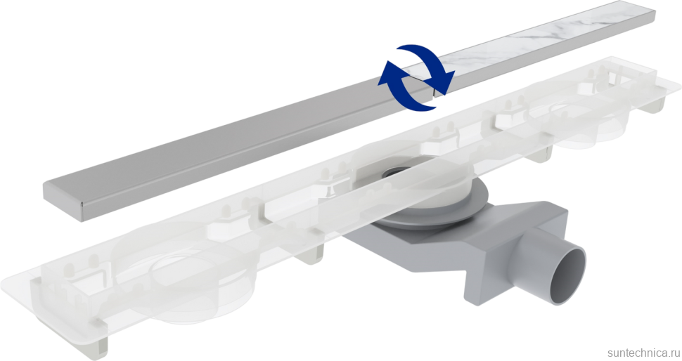 Душевой трап (лоток) Plumberia Selection PSM Modular PSM90MT 90 см, решетка матовая нержавеющая сталь, с сифоном, под плитку