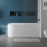 Акриловая ванна BelBagno BB712-1500-730-R 150x75 см, правая, пристенная, белая, асимметричная, на ножках, со сливом-переливом, с донным клапаном