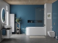 Акриловая ванна BelBagno BB712-1500-730-R 150x75 см, правая, пристенная, белая, асимметричная, на ножках, со сливом-переливом, с донным клапаном