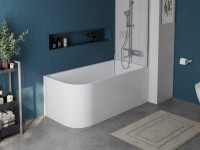 Акриловая ванна BelBagno BB712-1500-730-R 150x75 см, правая, пристенная, белая, асимметричная, на ножках, со сливом-переливом, с донным клапаном