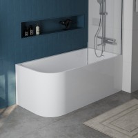 Акриловая ванна BelBagno BB712-1500-730-R 150x75 см, правая, пристенная, белая, асимметричная, на ножках, со сливом-переливом, с донным клапаном