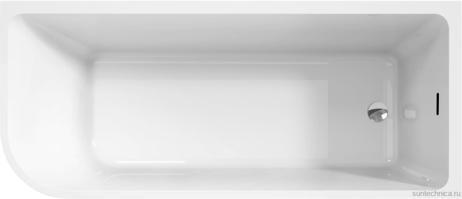 Акриловая ванна BelBagno BB712-1500-730-R 150x75 см, правая, пристенная, белая, асимметричная, на ножках, со сливом-переливом, с донным клапаном