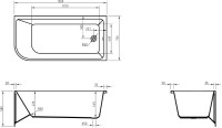 Акриловая ванна BelBagno BB712-1500-730-R 150x75 см, правая, пристенная, белая, асимметричная, на ножках, со сливом-переливом, с донным клапаном